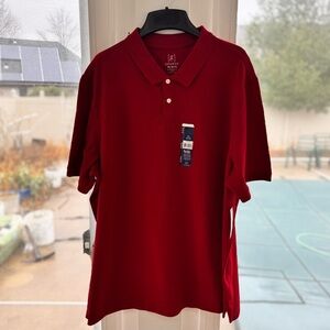 GEORGE Men's 2XL (50-52) Pique Polo Shirt Red Short Sleeve Casual Stretch NWT